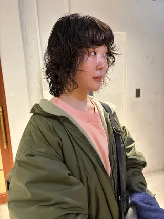 ミディアム パーマ レイヤー×初 パーマ|hinakoのヘアスタイル