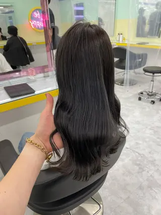 セミロング カラー パーマ ヘアアレンジ ネイル マツエク・マツパ 韓国風ベージュ🤎 赤みなし🌿横浜🤎のヘアスタイル