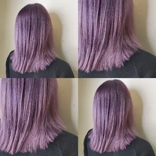 ミディアム ツヤ髪✨縮毛矯正 ハイトーンカラーのヘアスタイル