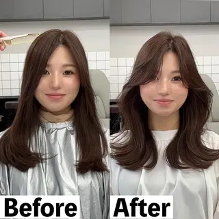 セミロング 韓国ヘア🇰🇷髪質 改善たけるのヘアスタイル