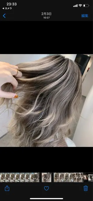 ミディアム ヘアアレンジ 松井那津子 /ハイライトブリーチのヘアスタイル