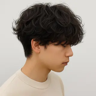 ショート パーマ メンズ メンズ特化/ センターパート/八谷のヘアスタイル