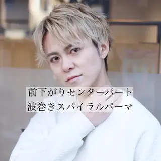 ショート パーマ メンズ ﾊｲﾄｰﾝ/ｶﾗｰ/ 用賀/稲若健太郎のヘアスタイル