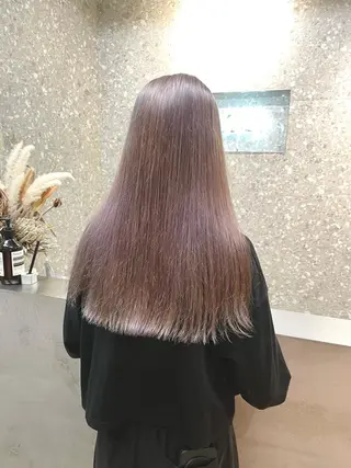 ロング カラー ネイル マツエク・マツパ アイブロウ ⭐ハイトーンブリーチ ミルクティーピンクのヘアスタイル