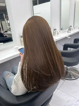 ロング カラー パーマ ヘアアレンジ メンズ キッズ ブリーチなしカラー/ ブラウン/レイヤーのヘアスタイル