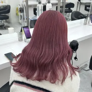 ロング 韓国ヘア/ブリーチ無 しWカラー/オリーブのヘアスタイル