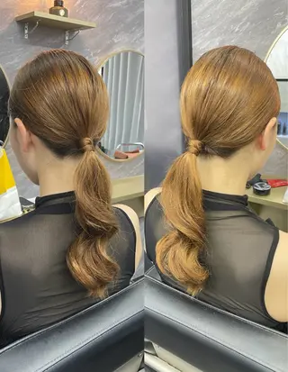 セミロング ヘアアレンジ エクステ🩵ブリーチ 韓国ヘア🩵KAEのヘアスタイル