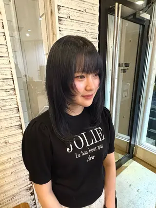 セミロング カラー パーマ/カラーモデル ななほのヘアスタイル