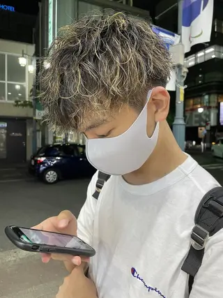 パーマ メンズ ニュアンスネイル/ ボブ/まちゃこのヘアスタイル