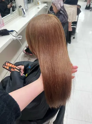 セミロング カラー ヘアアレンジ 韓国レイヤー&ピンク 艶髪🩶maikoのヘアスタイル