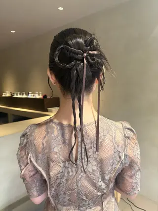 ヘアアレンジ ボブ/タイトアレンジ 個性派結婚式アレンジのヘアスタイル