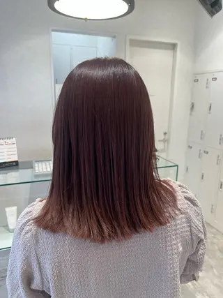 セミロング カラー 艶カラー/暗髪/韓国 /着付け/ムカワのヘアスタイル