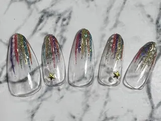 ネイル ❤️💛🩵京橋 痛ネイル⭐️3Dのネイルデザイン