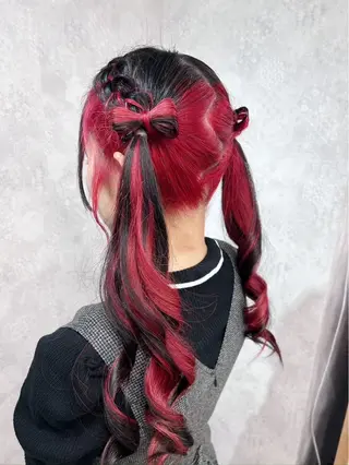 ロング カラー ヘアアレンジ メンズウルフ🐺♡ ブリーチ♡ヘアメ🎀のヘアスタイル