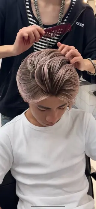 ミディアム カラー メンズ バレイヤージュ/ シイバのヘアスタイル