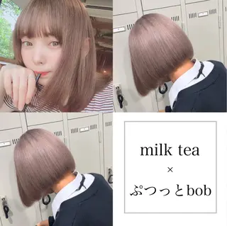 ショート カラー 僕なら縮毛矯正してて もブリーチできますのヘアスタイル