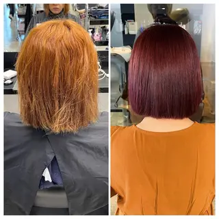 ショート け んブリーチ縮毛矯正のヘアスタイル