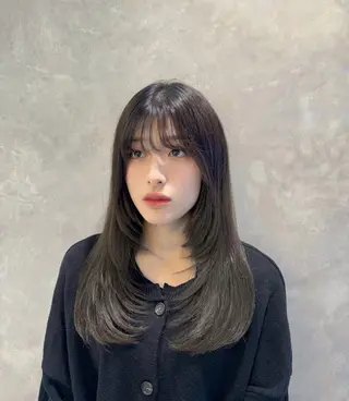 ロング rioカット縮毛 矯正♡韓国レイヤーのヘアスタイル