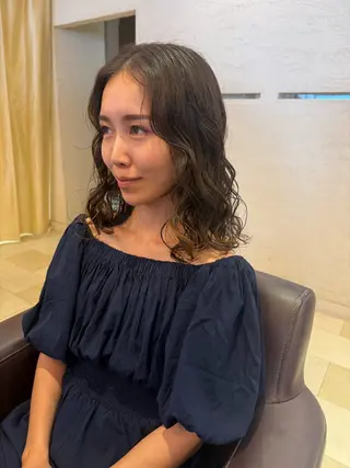 ミディアム パーマ 韓国風パーマ🌿コテ 巻き風パーマ/るいのヘアスタイル