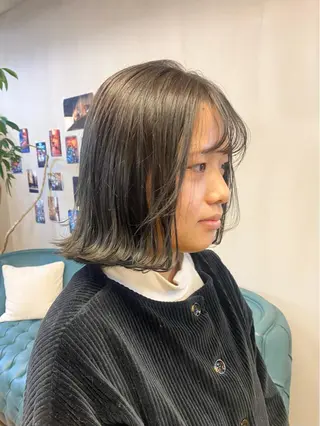 ミディアム カラー パーマ ヘアアレンジ ハル🌸柔色/ ブリーチなし/艶髪のヘアスタイル