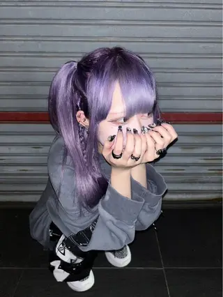 ロング カラー naito/ブリーチ /エクステ/縮毛のヘアスタイル