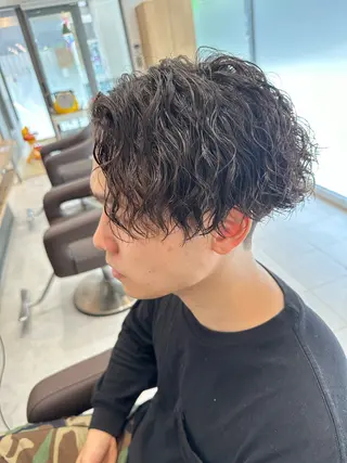 ミディアム パーマ メンズ 💈メンズ特化 美容師サキ💈のヘアスタイル
