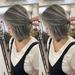 ミディアム カラー ヒカ/外国人風 デザインカラーのヘアスタイル