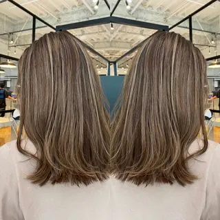 セミロング カラー salowin梅田茶屋町suite所属・ハイトーンヘア/ 島崎　タクミのヘアスタイル