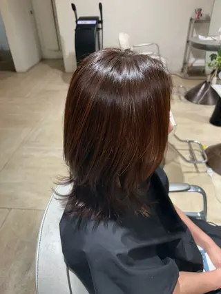 ミディアム カラー ツヤ髪💫髪質改善 透明感カラー仁平創太のヘアスタイル