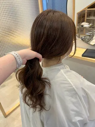 ロング パーマ ブリーチなしカラー ダブルカラーエクステのヘアスタイル