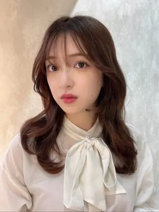 セミロング カラー 韓国ヘア/レイヤー/ 縮毛矯正🫧伊勢のヘアスタイル