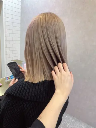 ミディアム rina／ベージュ ワンホン/韓国ヘアのヘアスタイル