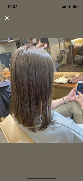 ミディアム 柔らかい縮毛矯正 ＋艶感山根のヘアスタイル