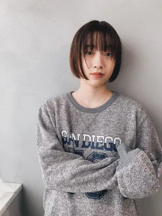 ショート カラー ボブパーマコテ巻き風 パーマNo1深江秀平のヘアスタイル