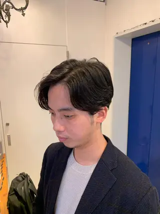 ミディアム パーマ メンズ グランジヘア 無造作ヘアHYUGAのヘアスタイル