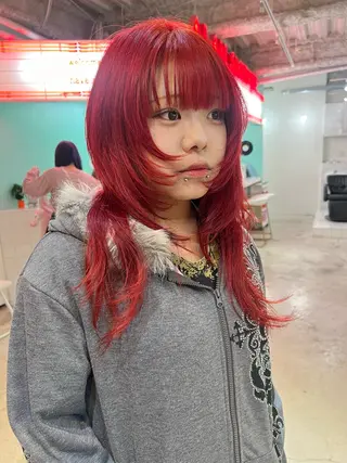 セミロング 💥ウルフカット デザインあんな💥のヘアスタイル