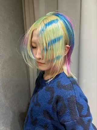 ショート カラー rilas博多所属・jyui/原宿 ハイトーン/デザインのヘアスタイル