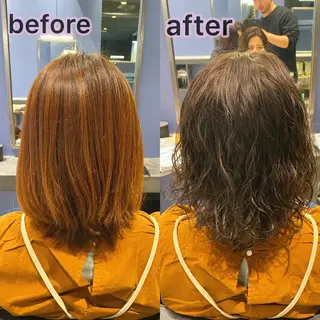 ミディアム カラー パーマ ブリーチ縮毛矯正/ デサキ ショウヘイのヘアスタイル