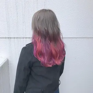 セミロング カラー インナーカラー/天神 ブリーチ/吉田のヘアスタイル