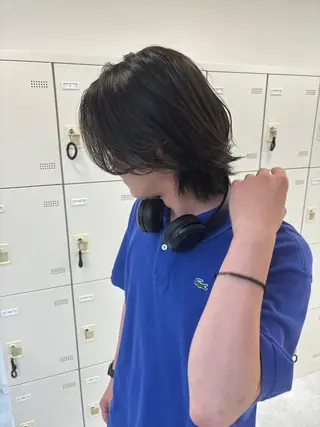 メンズ 韓国ヘア/ブリーチ無 しWカラー/オリーブのヘアスタイル