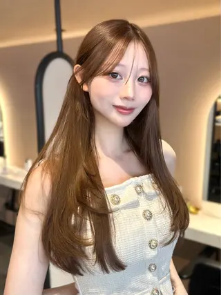 ロング カラー ヘアアレンジ 顔周りcut/ 艶ワンカラー♥ちさきのヘアスタイル