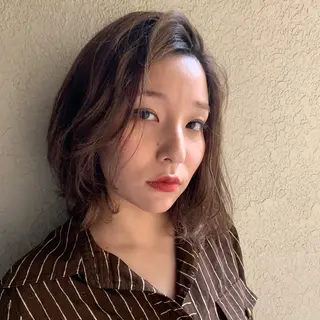 ミディアム カラー ヘアアレンジ satsuki 暖色・ブラウンカラーのヘアスタイル