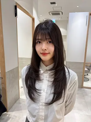 ロング カラー パーマ ヘアアレンジ GO TODAY SHAiRE SALON所属・韓国レイヤー🐈⬛ 透明感🫧/コウヘイのヘアスタイル
