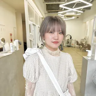 ミディアム カラー クロスパーマ× 透明感カラー✂︎のヘアスタイル
