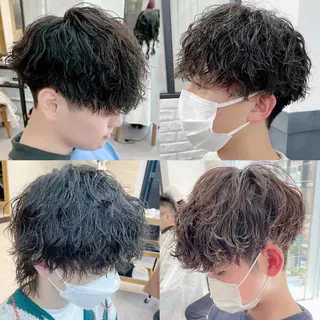 カラー パーマ メンズ 🤎ベージュカラー 🐶メンズパーマのヘアスタイル