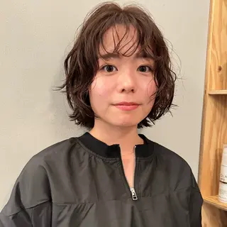 ミディアム カラー パーマ 🌿レイヤーボブ/パ ーマ🌿　木梨健太のヘアスタイル