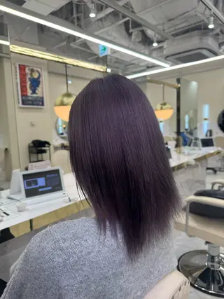 ミディアム カラー ワンホン×髪質改善 つのーか🩶‪🫧のヘアスタイル