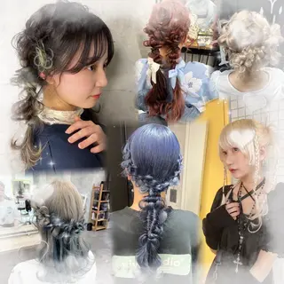 ロング カラー ヘアアレンジ メンズウルフ🐺♡ ブリーチ♡ヘアメ🎀のヘアスタイル