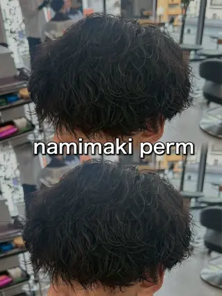 ショート パーマ メンズ シャドウ/波巻き 朝崎倭斗のヘアスタイル