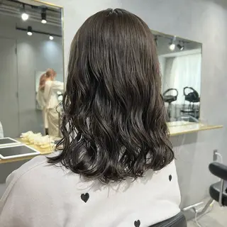 セミロング カラー パーマ akane/ベージュ /オリーブ/ブラウンのヘアスタイル